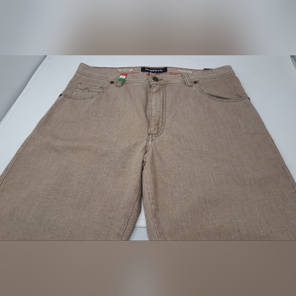 NWT Alberto Men's Modern Fit Jeans Italian Fabric Beige 8197 STONE 34x30 - Picture 3 of 16